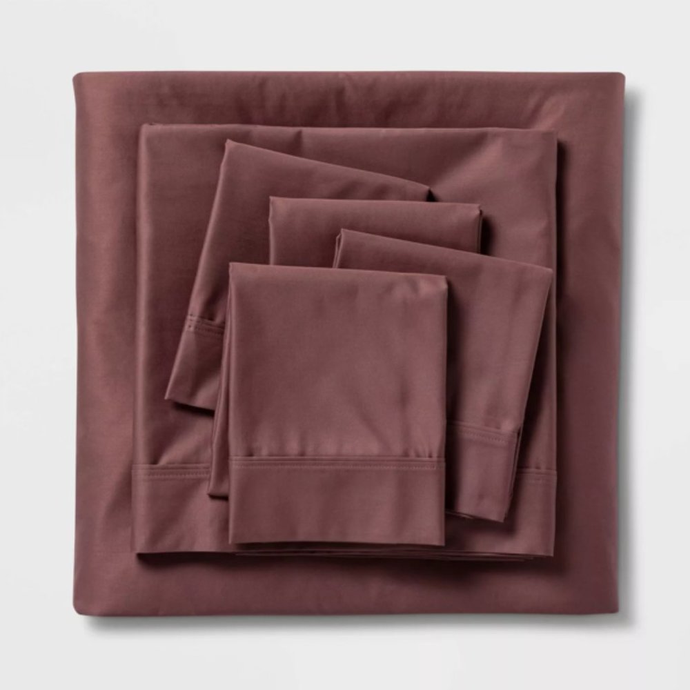 KING 6pc 800 Thread Count Solid Sheet Set in Dim Berry - Threshold Signature™